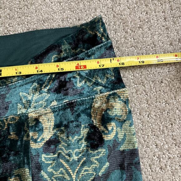 NWT Free People Hold Me Closer Flare Bell Bottom Pants Blue Velvet Emerald Sz XL - Picture 5 of 9